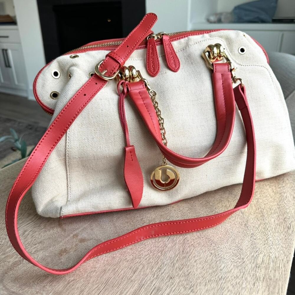 Charles Jourdan‎ Canvas and Leather Satchel - Excellent Preowned Condition